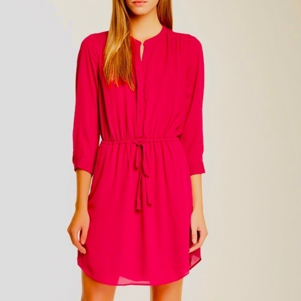 Daniel Rainn 3/4 Sleeve Red Coral Tie Waist Dress Women’s Size Large